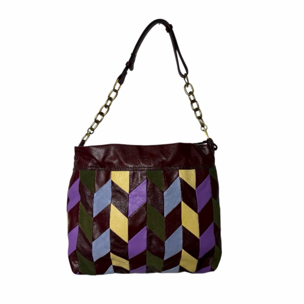 Fossil Gigi Drawstring Multicolor Patchwork Leath… - image 1